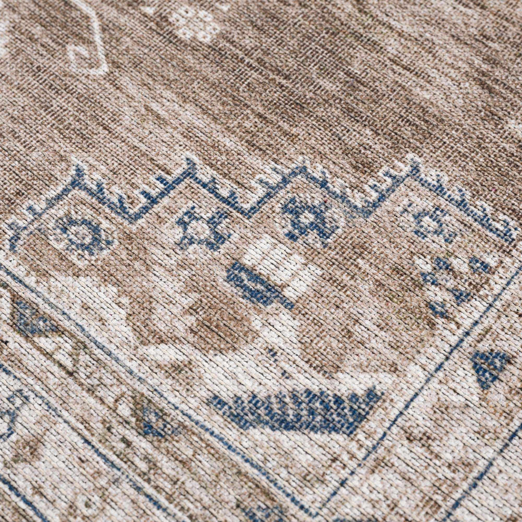Earthy Turkish Design Dusty Sage And Cream Machine-Washable Rug