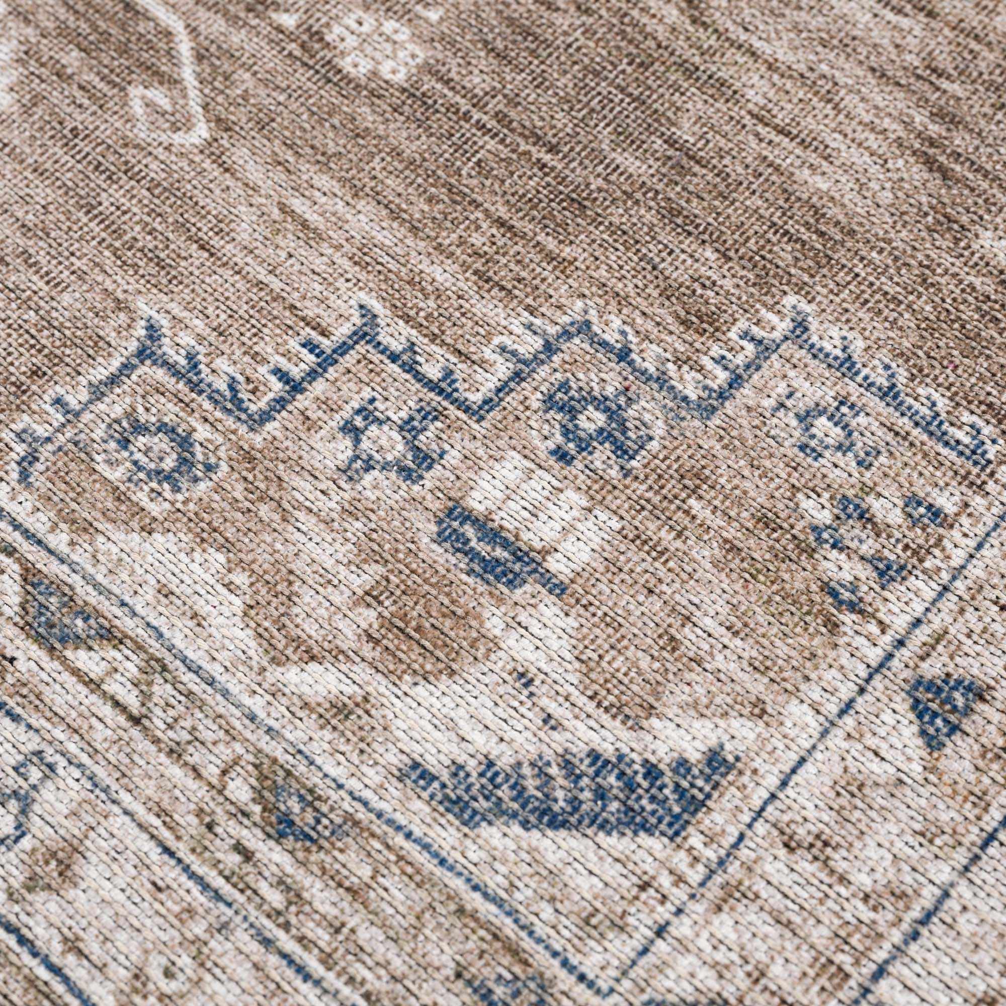 Earthy Turkish Design Dusty Sage And Cream Machine-Washable Rug