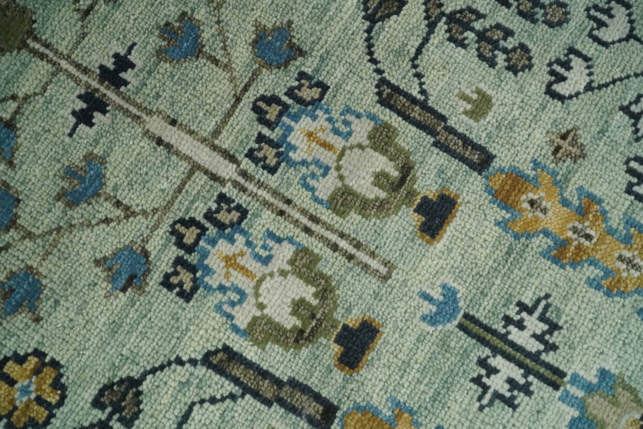 Ready to Ship Antique Moss Green and Ivory Hand Knotted Traditional Wool Area Rug